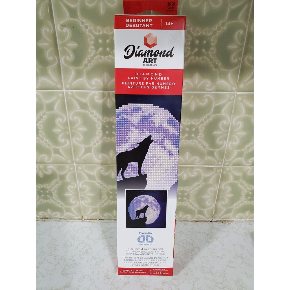 Diamond Art Wolf Moon 8x8 Diamond Paint By Numbers Beginner 13+ Leisure Arts